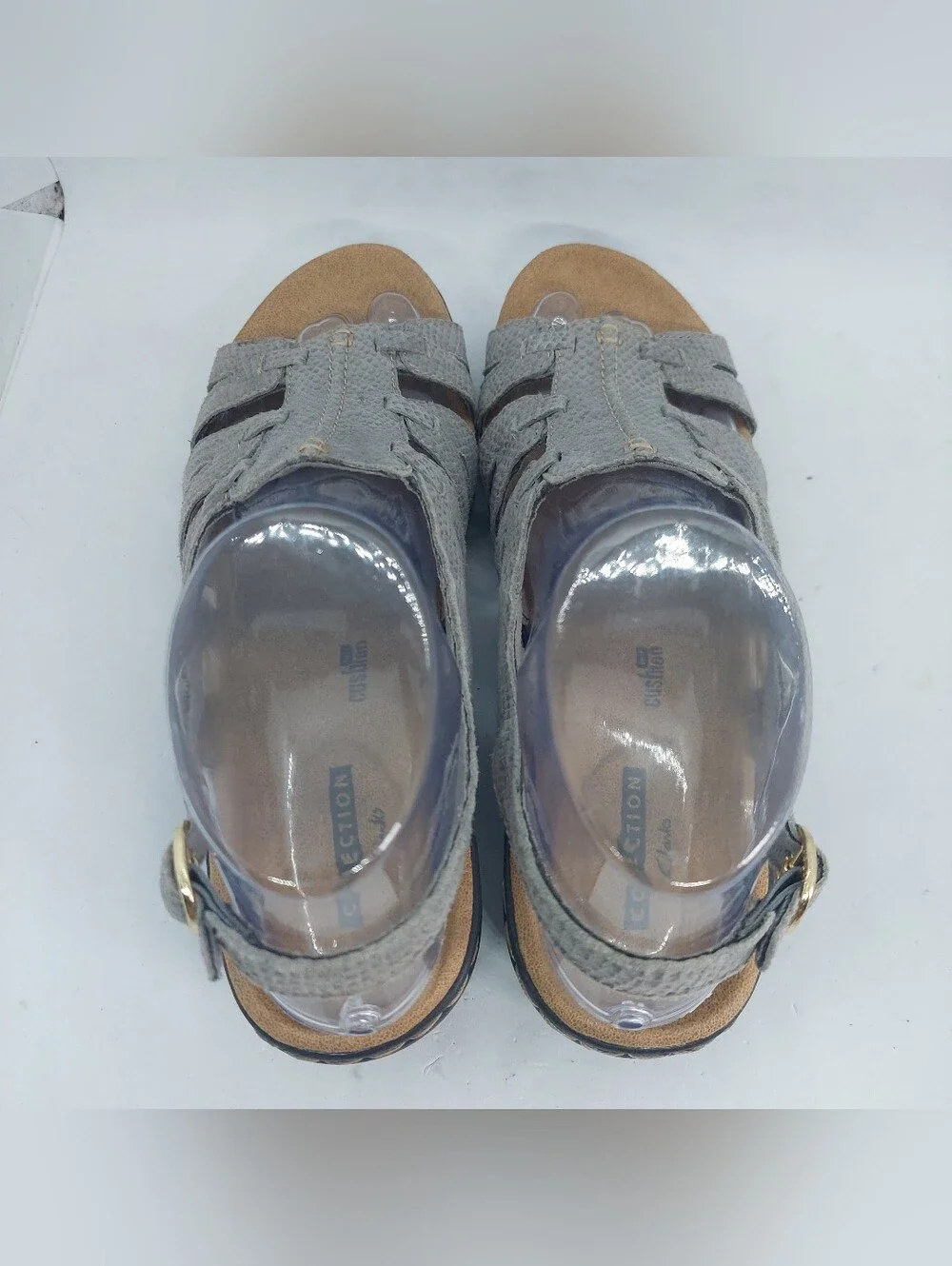 Clarks Lexi Marigold Sandals Gray Snakeskin Slingback Womens Size 7M Casual